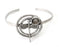 Dragonfly silver bracelet brass cuff blank bezel Glass cabochon base Adjustable antique silver brass (8 mm blank) G26196
