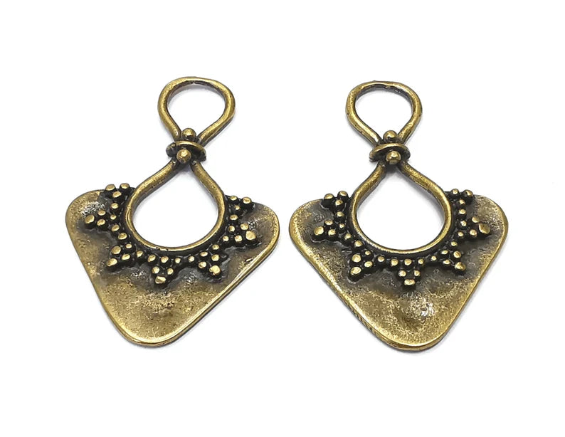 2 Ethnic charms Antique bronze plated charms (50x33mm) G26367