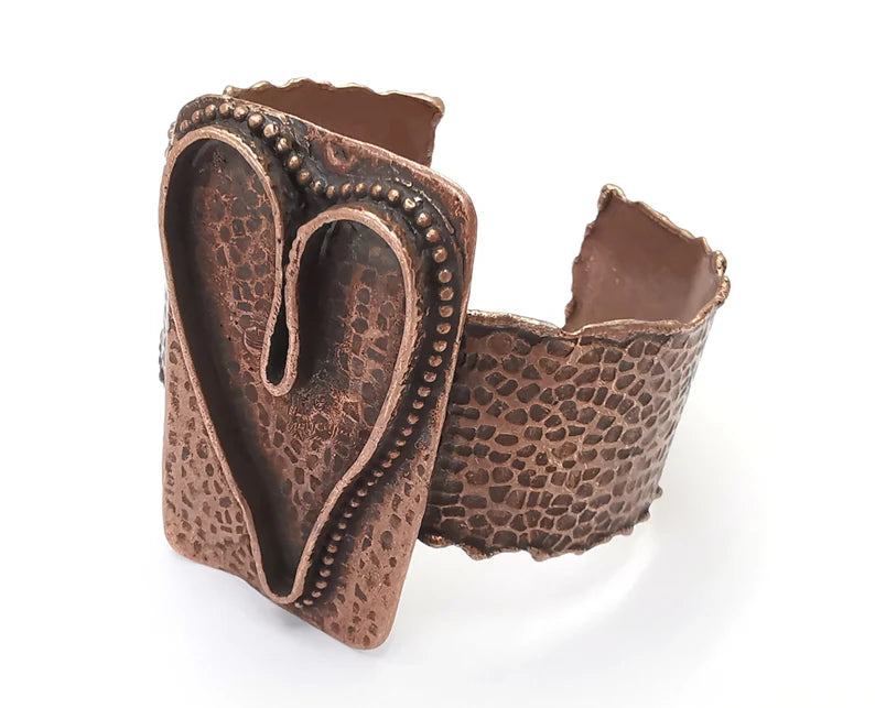 Heart bracelet blanks cuff blanks adjustable bracelet blank Antique copper plated brass ( 46x27mm Blanks ) G26377