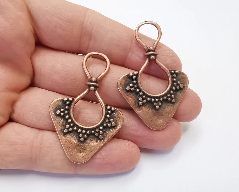 2 Ethnic charms Antique Copper plated charms (50x33mm) G26379