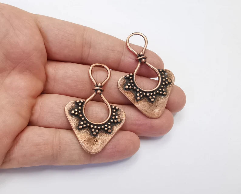 2 Ethnic charms Antique Copper plated charms (50x33mm) G26379
