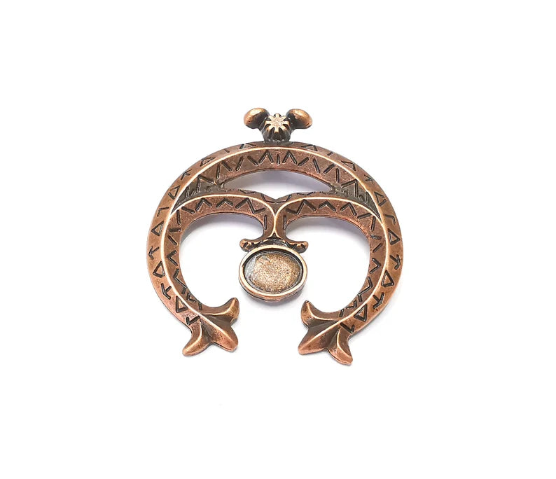 Copper Charms Blank Bezel Resin Bezel Mosaic Mountings Antique Copper Plated Charms (61x53mm) (12x10mm Bezel Inner Size) G26395