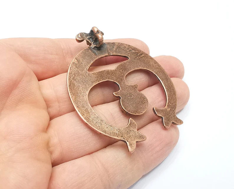 Copper Charms Blank Bezel Resin Bezel Mosaic Mountings Antique Copper Plated Charms (61x53mm) (12x10mm Bezel Inner Size) G26395
