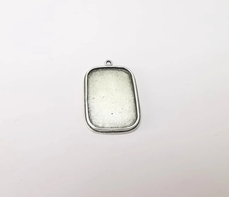 Silver Frame Pendant Blank Antique Silver Plated Pendant (37x24mm) (31x21mm Blank Size) G26455