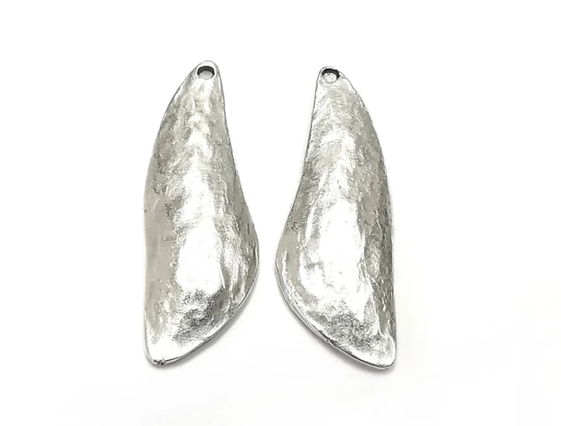 2 Wing silver charms Antique silver plated charms 1 pair (45x15mm) G26270