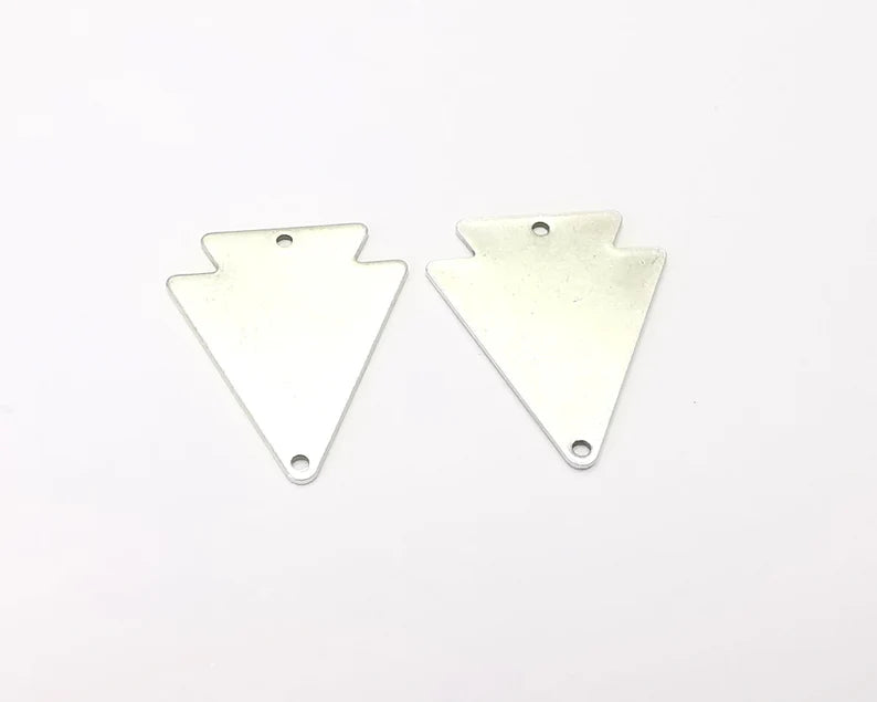 2 Arrow head connector charm Antique silver plated brass charm (29x24mm) G26294