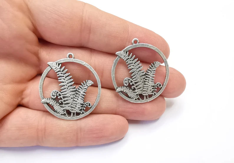 Fern Charms Antique Silver Plated Charms (34x31mm) G26476