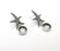 1 Pairs Starfish Silver Earring Base Wire Antique Silver Plated Brass Earring Base (10mm blank) G26497