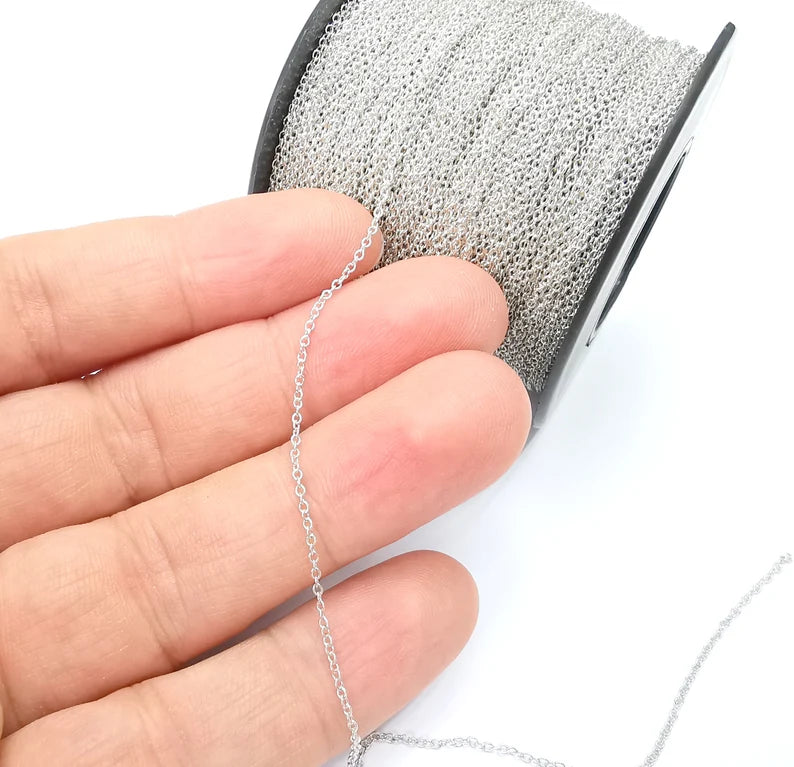 1 Feet Sterling Silver Soldered Cable Chain, 925 Silver Chain (1.2mm thickness) G30382