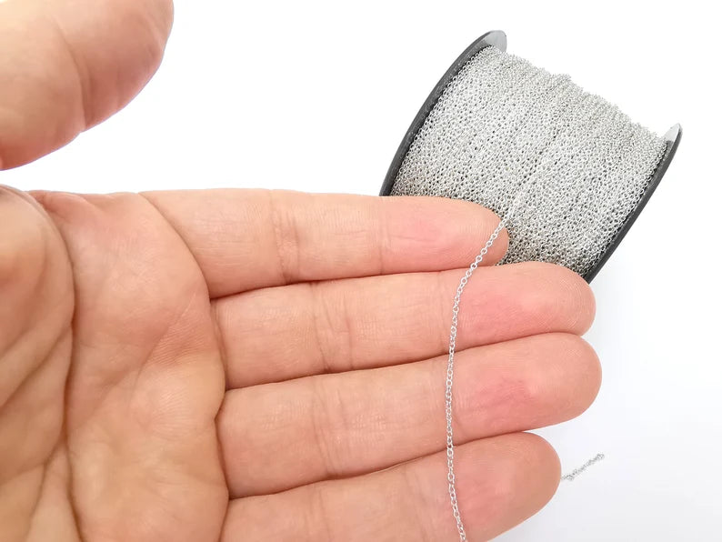 1 Feet Sterling Silver Soldered Cable Chain, 925 Silver Chain (1.2mm thickness) G30382