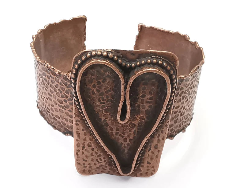 Heart bracelet blanks cuff blanks adjustable bracelet blank Antique copper plated brass ( 46x27mm Blanks ) G26377