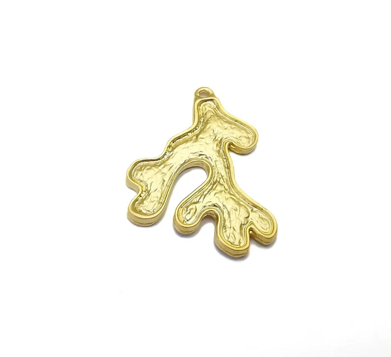 2 Coral Charms Gold Plated Charms (38x30mm) G26571