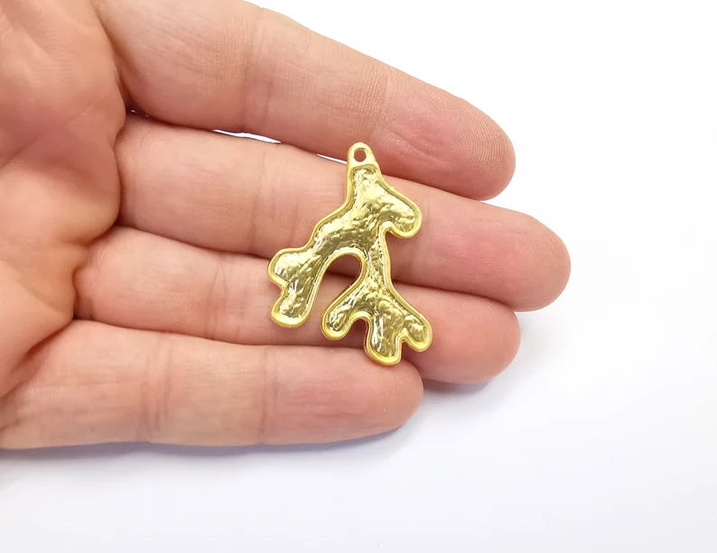 2 Coral Charms Gold Plated Charms (38x30mm) G26571
