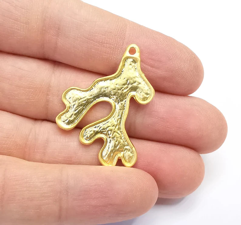 2 Coral Charms Gold Plated Charms (38x30mm) G26571