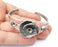 Flower bracelet blank resin cuff dry cuff bezel Glass cabochon base Adjustable Antique Silver plated brass (8mm ) G26397