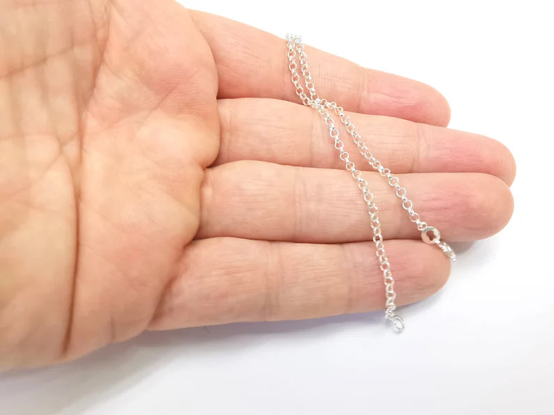 Sterling Silver Finished Bracelet Chain Rolo Chain Bangle Chain 925 Solid Silver Ready ball chain (19cm-7inch) G30368