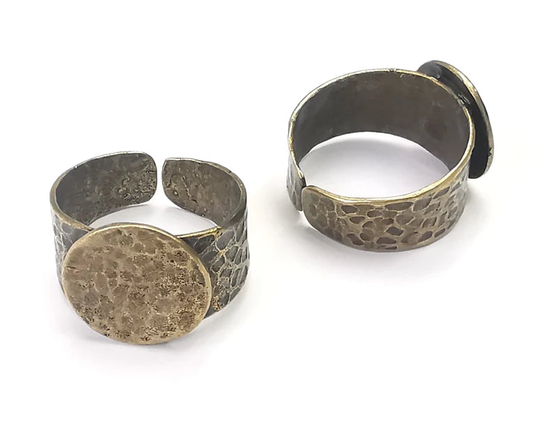 Adjustable Ring Blank (Large Size) (15mm blank ) Antique Bronze Plated Brass G26653