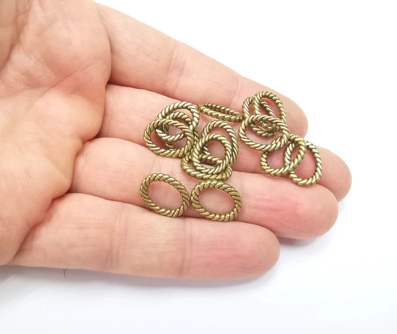 10 Twisted Oval Findings Antique Bronze Plated Findings (15x11mm) G26675