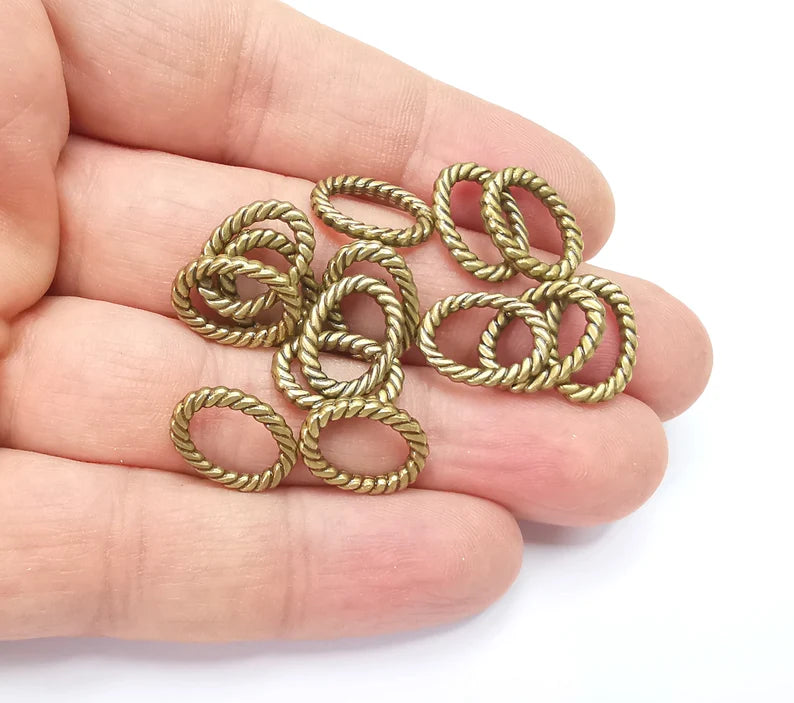 10 Twisted Oval Findings Antique Bronze Plated Findings (15x11mm) G26675