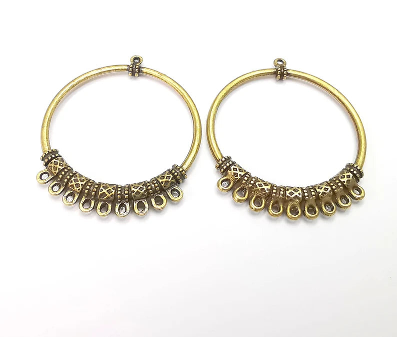 2 Antique Bronze Charms Connector Antique Bronze Plated Charms (54x46mm) G26681