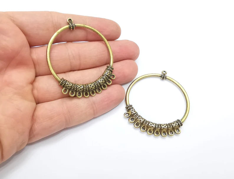 2 Antique Bronze Charms Connector Antique Bronze Plated Charms (54x46mm) G26681