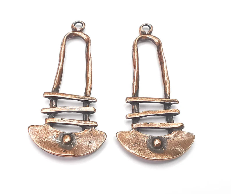 2 Ethnic Dangle Charms Antique Copper Plated (53x25mm) G26683