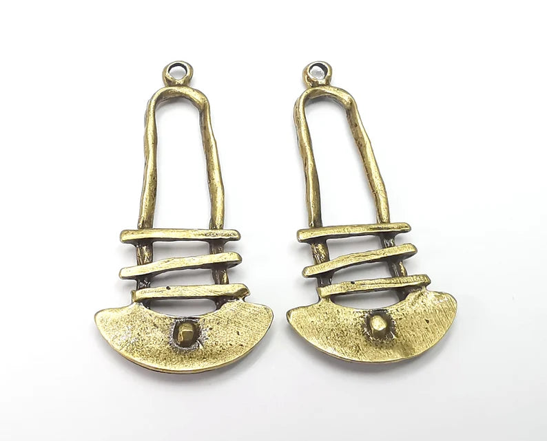 2 Ethnic Charms Antique Bronze Plated Charms (53x25mm) G26687