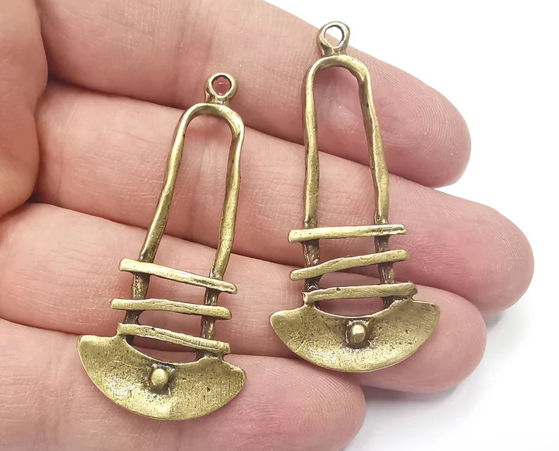 2 Ethnic Charms Antique Bronze Plated Charms (53x25mm) G26687