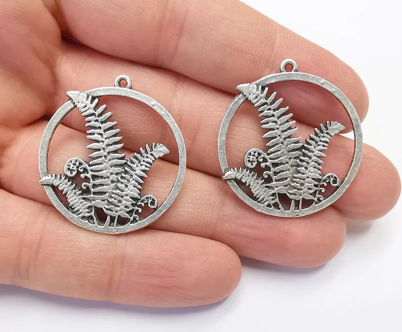 Fern Charms Antique Silver Plated Charms (34x31mm) G26476