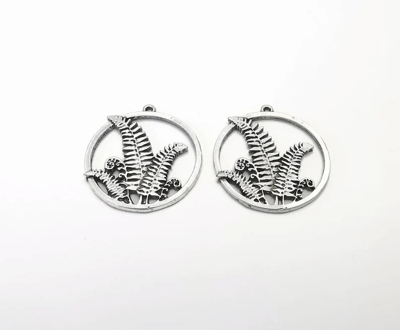 Fern Charms Antique Silver Plated Charms (34x31mm) G26476