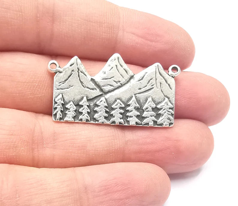 Mountain Pendant Landscape Rock Forest Pendant Clif Charms Antique Silver Plated Pendant (39x21mm) G26726