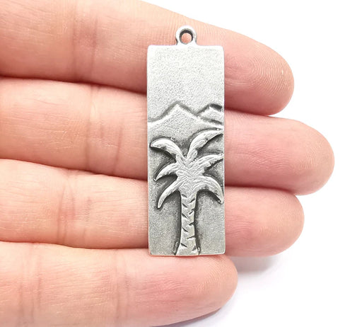 Palm Tree Charms Antique Silver Plated Charms (29x16mm) G26740