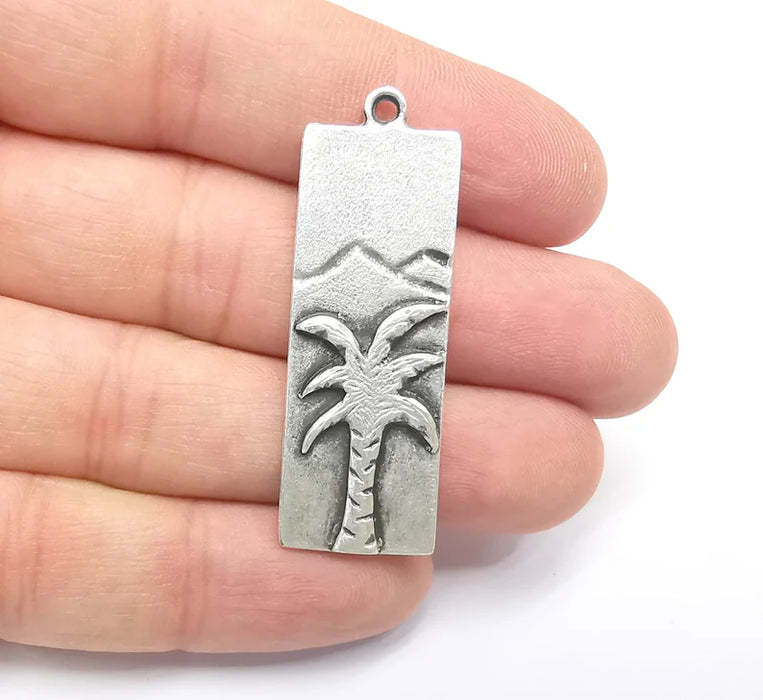 Palm Tree Charms Antique Silver Plated Charms (29x16mm) G26740