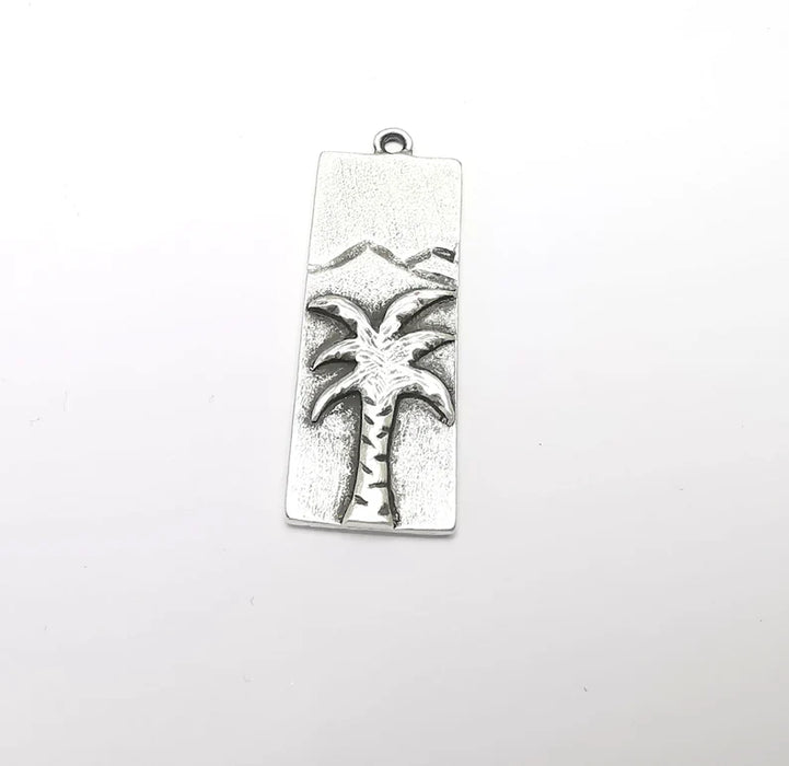 Palm Tree Charms Antique Silver Plated Charms (29x16mm) G26740