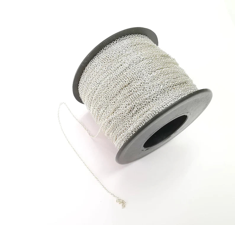 1 Feet Sterling Silver Soldered Cable Chain, 925 Silver Chain (1.2mm thickness) G30382