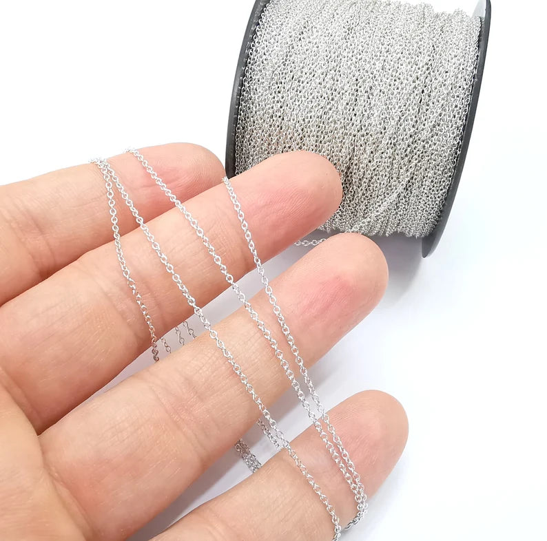 1 Feet Sterling Silver Soldered Cable Chain, 925 Silver Chain (1.2mm thickness) G30382