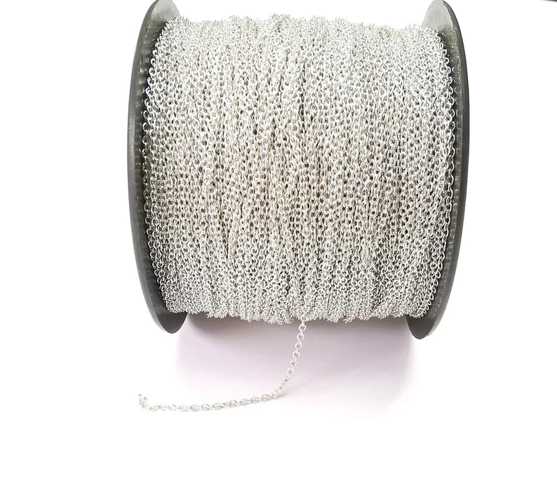 1 Feet Sterling Silver Soldered Cable Chain, 925 Silver Chain (1.2mm thickness) G30382