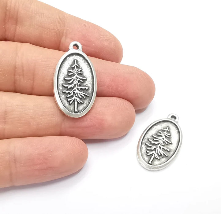 Pine Tree Charms Antique Silver Plated Charms (29x16mm) G26607