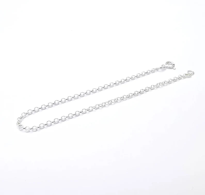Sterling Silver Finished Bracelet Chain Rolo Chain Bangle Chain 925 Solid Silver Ready ball chain (19cm-7inch) G30368