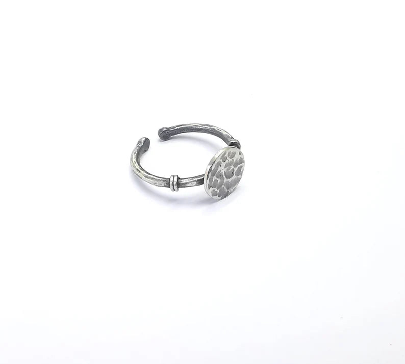 Stamping Ring Blanks, Matte Sterling Silver Engraving Blank, Statement Adjustable Nameplate Ring, 925 Solid Silver 10mm AG26645