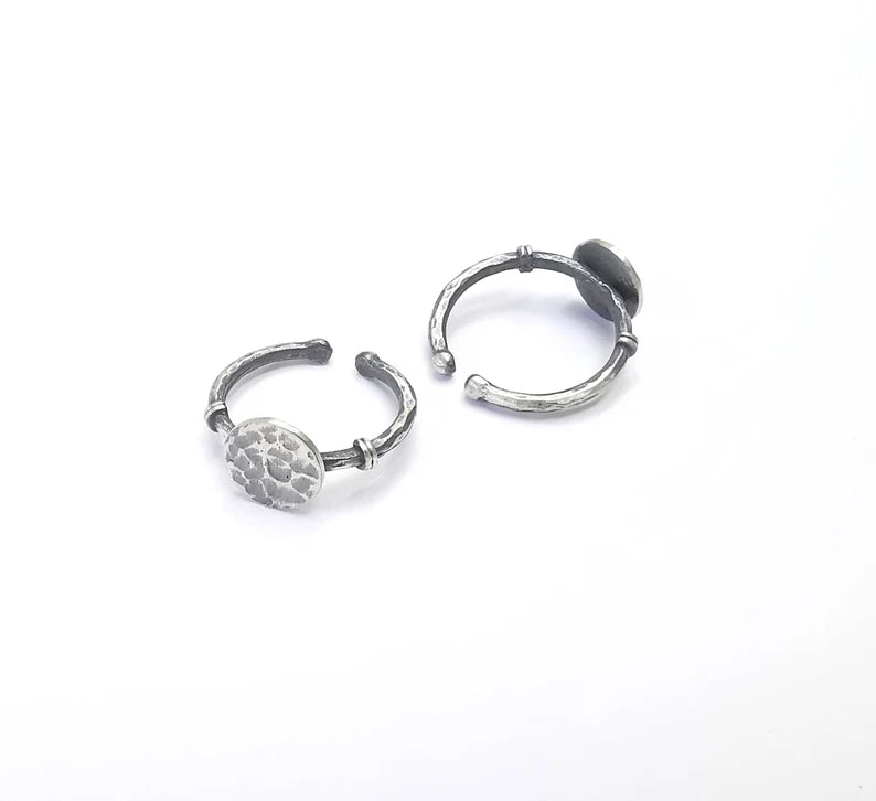 Stamping Ring Blanks, Matte Sterling Silver Engraving Blank, Statement Adjustable Nameplate Ring, 925 Solid Silver 10mm AG26645