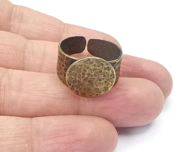 Adjustable Ring Blank (Large Size) (15mm blank ) Antique Bronze Plated Brass G26653