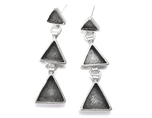 Triangle Dangle Earring Set Base Wire Antique Silver Plated Brass Earring Base 1 Pairs G26859