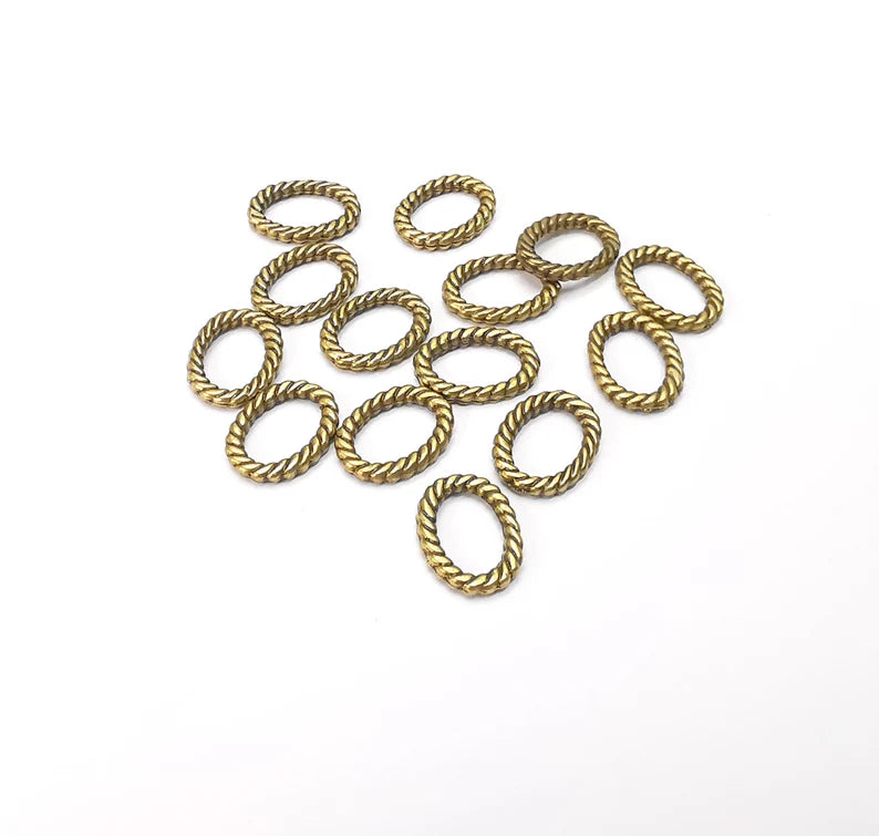 10 Twisted Oval Findings Antique Bronze Plated Findings (15x11mm) G26675