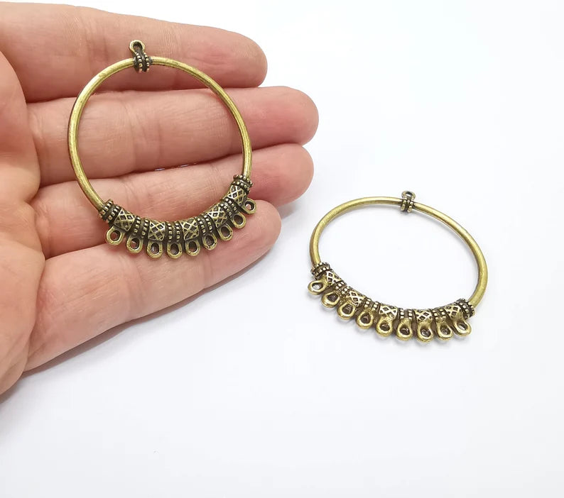 2 Antique Bronze Charms Connector Antique Bronze Plated Charms (54x46mm) G26681