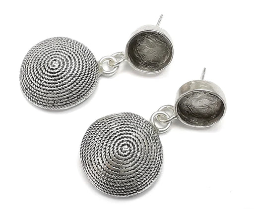 Spirals Cube Dome Earring Stud Base Earring Posts Earring Back Antique Silver Plated Brass Earring 1 pairs (36x18mm) G26917