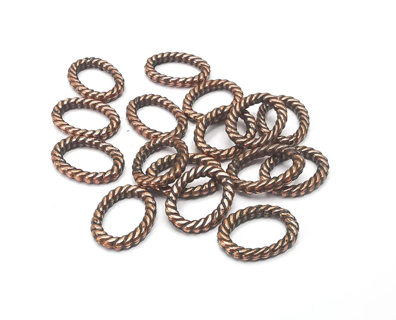10 Twisted Oval Findings Antique Copper Plated Findings (15x11mm) G26685