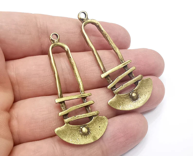 2 Ethnic Charms Antique Bronze Plated Charms (53x25mm) G26687