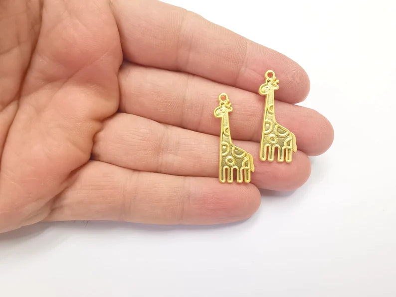 2 Giraffe Charms Gold Plated Charms (31x12mm) G26695