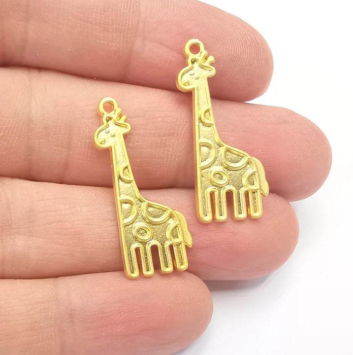 2 Giraffe Charms Gold Plated Charms (31x12mm) G26695